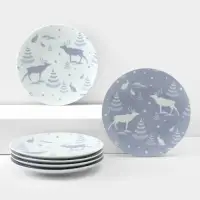 Набор фарфоровых тарелок «Зимний лес», 6 предметов, d=24 см, микс Набор фарфоровых тарелок «Зимний лес», 6 предметов, d=24 см, микс