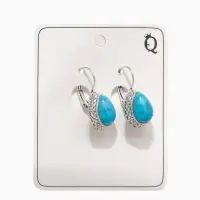 Серьги под натуральный камень &laquo;Этника&raquo;, капля бирюзы, голубые в чернёном серебре