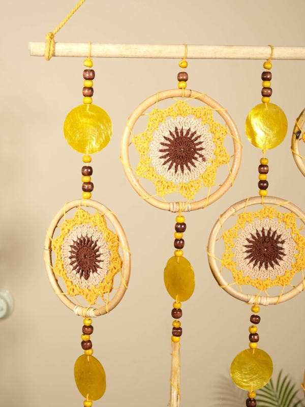 Ловец снов "Солнечный день" текстиль, ротанг 50х2х100 см