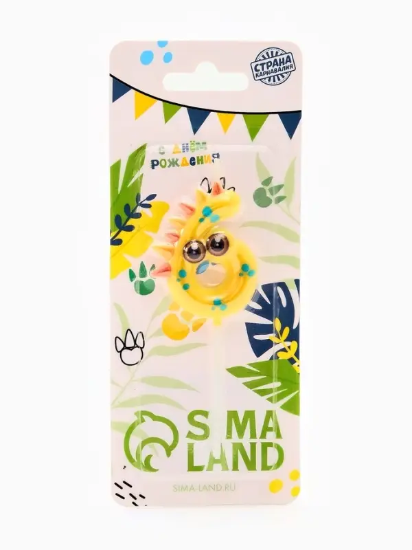 Свеча для торта цифра 6 «Зверюшка», 5 см Свеча для торта цифра 6 «Зверюшка», 5 см