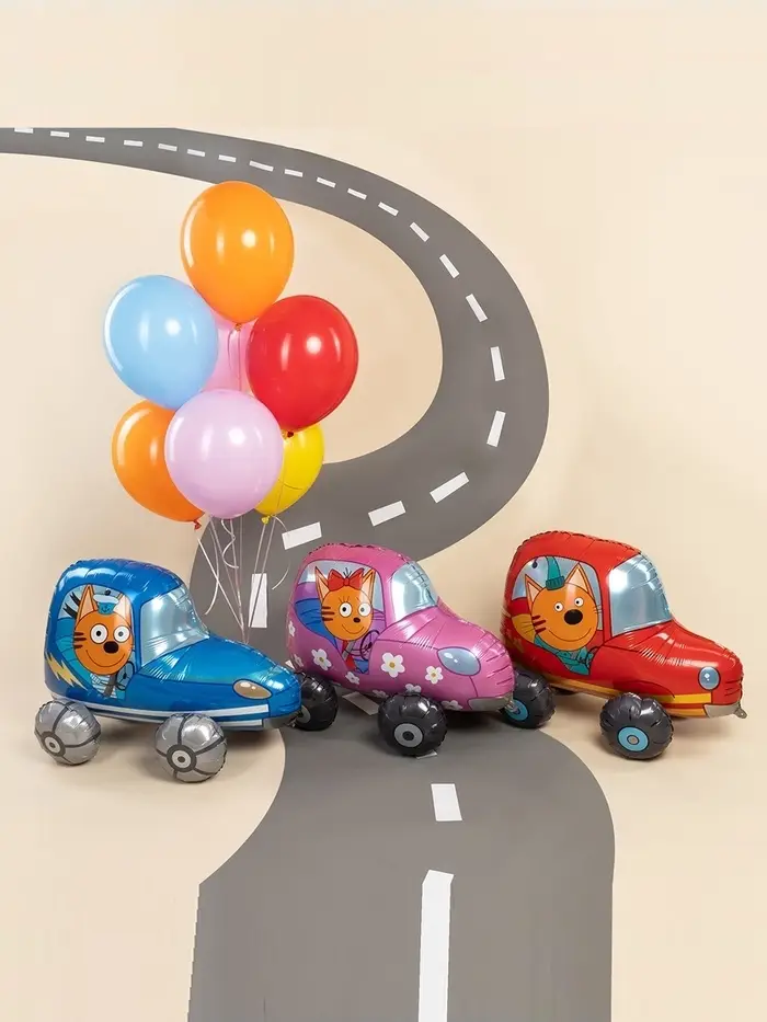 Воздушный шар фольгированный 3D 29" «Три Кота. Карамелька в машине»