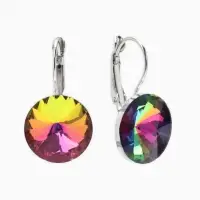 Серьги со стразами &laquo;Яркая классика&raquo;, разноцветный в серебре, d=1.6 см