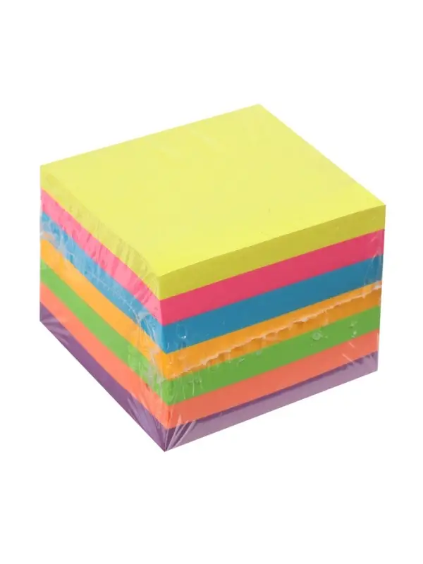 Блок с липким краем, 51&times;51 мм, 400 листов, пастель/флуоресцентный, 7 цветов