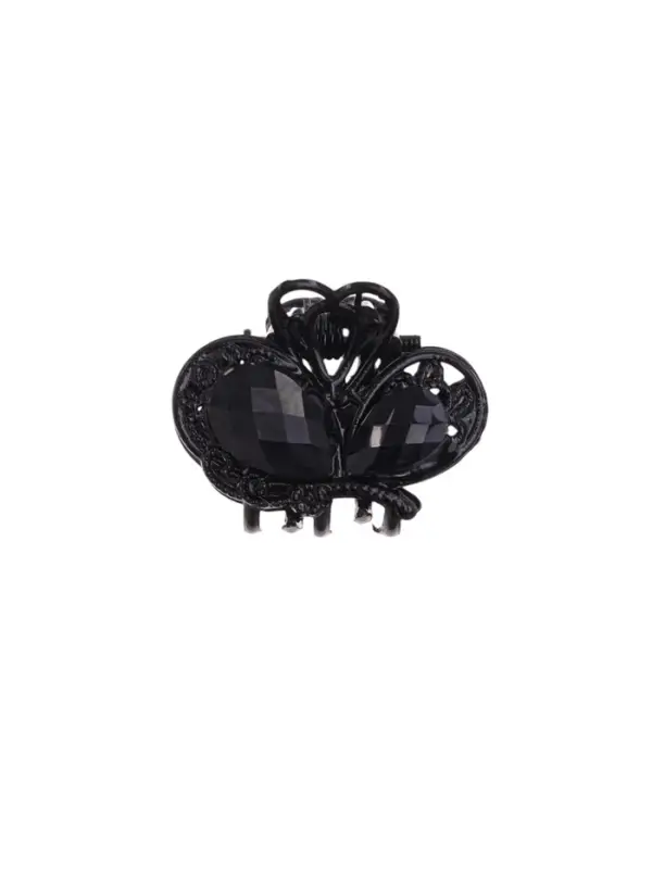 Крабик для волос «Чёрные кружева», крыло бабочки, 2 см, чёрный