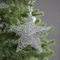 Подвеска световая &laquo;Звезда серебристая&raquo;, 20&times;20&times;5 см, 10 LED, от батареек AG13&times;3, свечение тёплое белое