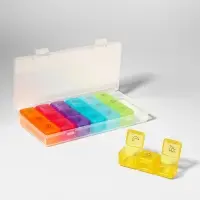 Таблетница - органайзер &laquo;Неделька&raquo;, съёмные ячейки, утро/день/вечер, 17.4&times;8.2&times;2.5 см, 7 контейнеров по 3 секции, разноцветная