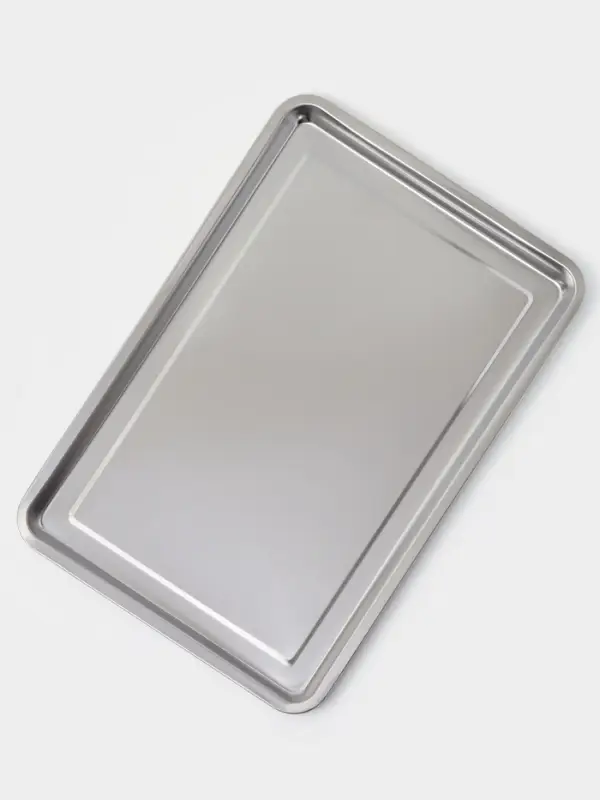 Противень, 60&times;40 см, h=2 см, AISI 410, толщина 0.4 мм, нержавеющая сталь, хромированный