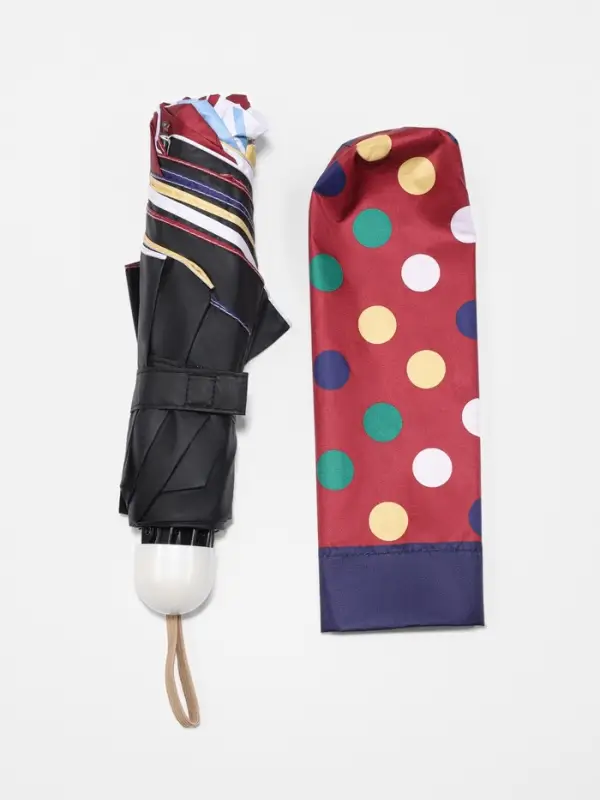 Зонт механический &laquo;Горох&raquo;, эпонж, 4 сложения, 8 спиц, R=49/56 см, d=98 см, МИКС