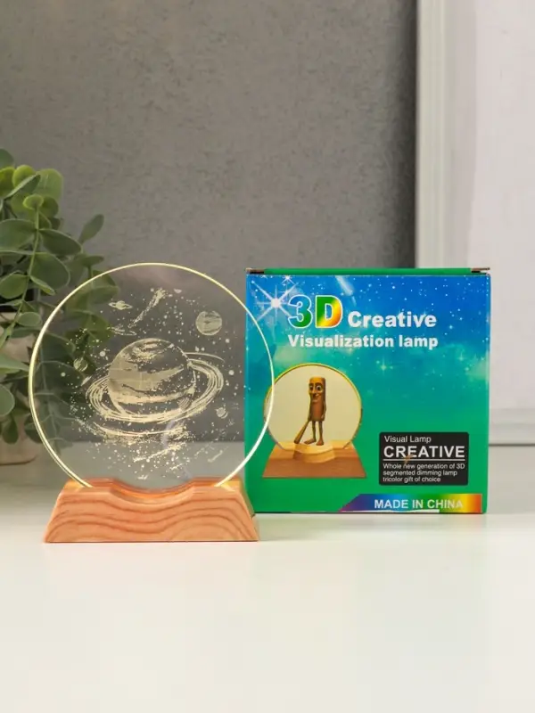 Сувенир стекло свет Сувенир стекло свет "Диск. Сатурн" 5хLED d=10 см, USB 10х4х11,4 см