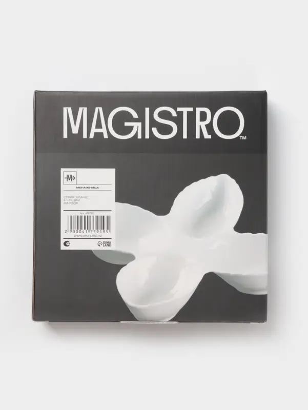 Менажница 4 ячейки Magistro &laquo;Лист Бланш&raquo;, 27&times;4 см, фарфор, белая