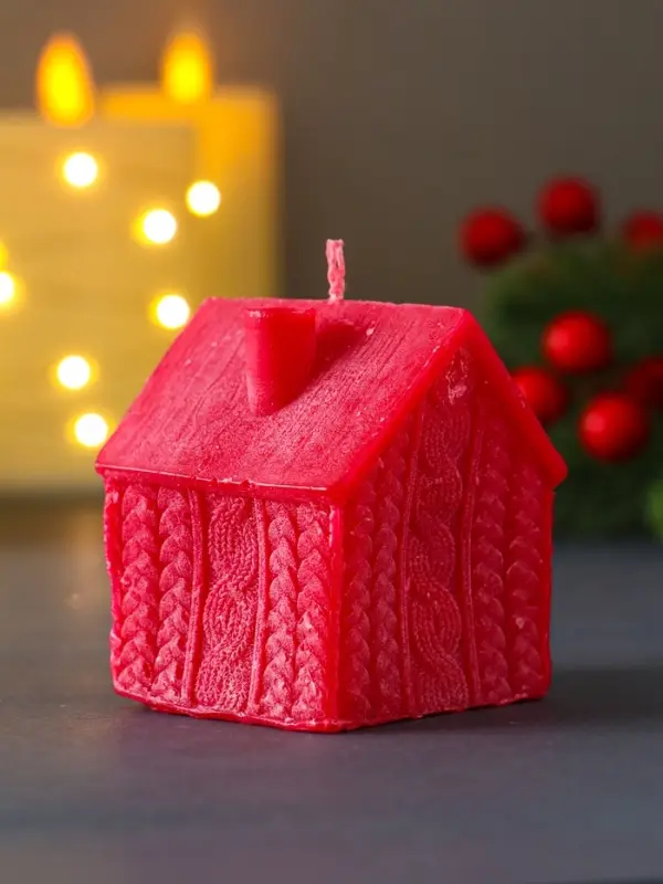 Свеча "Сканди дом вязаный" 55*60 мм, красный