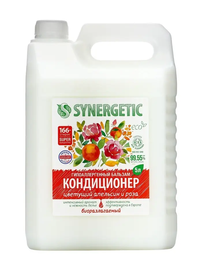Кондиционер-бальзам для белья Synergetic «Цветущий апельсин и роза», 5 л