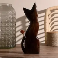Сувенир дерево "Кошка с бабочкой на шейке"30 см