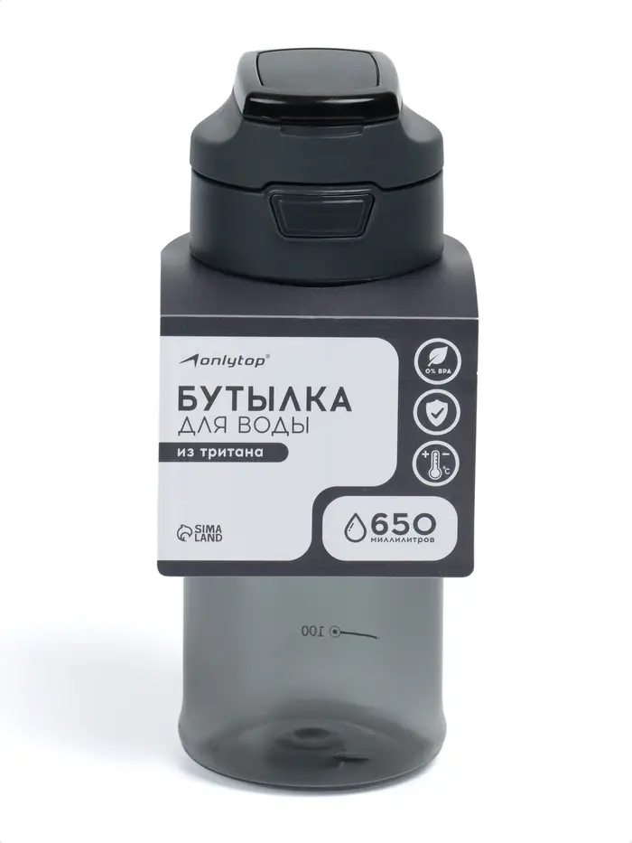 Бутылка для воды Onlytop, 650 мл, чёрная