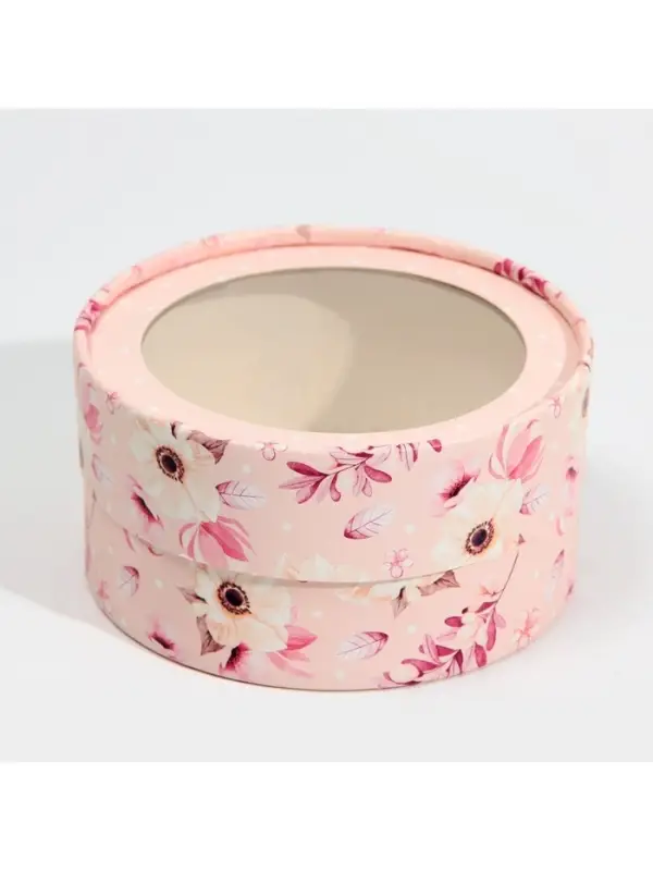 Коробка для макарун, кондитерская упаковка с окном &laquo;Розовые цветы&raquo;, 12&times;12&times;5 см