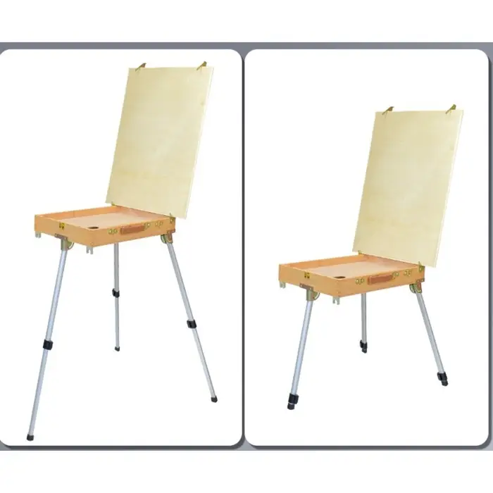 Этюдник, 33&times;46&times;13 см, максимальная высота ножек 83 см, металлические, телескопические, бук