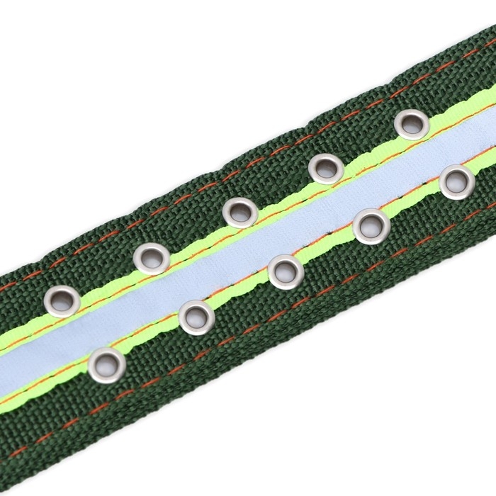 Ошейник четырехслойный светоотражающий с вертлюгом, 71 х 5 см, ОШ 55-65 см, зелёный Ошейник четырехслойный светоотражающий с вертлюгом, 71 х 5 см, ОШ 55-65 см, зелёный