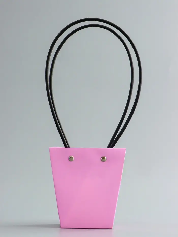 Сумка для цветов розовая влагостойкая, 12&times;12 - 8&times;8 - 12.5 см