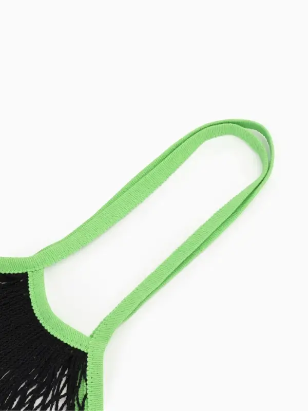 Сумка - авоська плетёная, клетка 1.5 см, чёрная