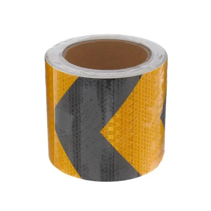 Светоотражающая лента, самоклеящаяся, черно-желтая, 10 см &times; 10 м