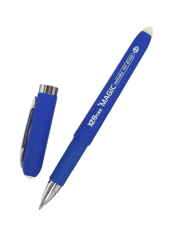 Ручка шариковая со стираемыми чернилами, линия 0.8 мм, стержень синий, корпус прорезиненный МИКС (штрихкод на штуке)