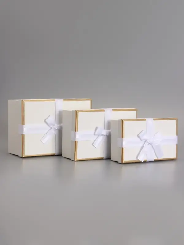 Набор подарочных коробок 3 в 1, прямоугольные, молочный, 23&times;16&times;9.5; 21&times;14&times;8; 19&times;12&times;6.5 см