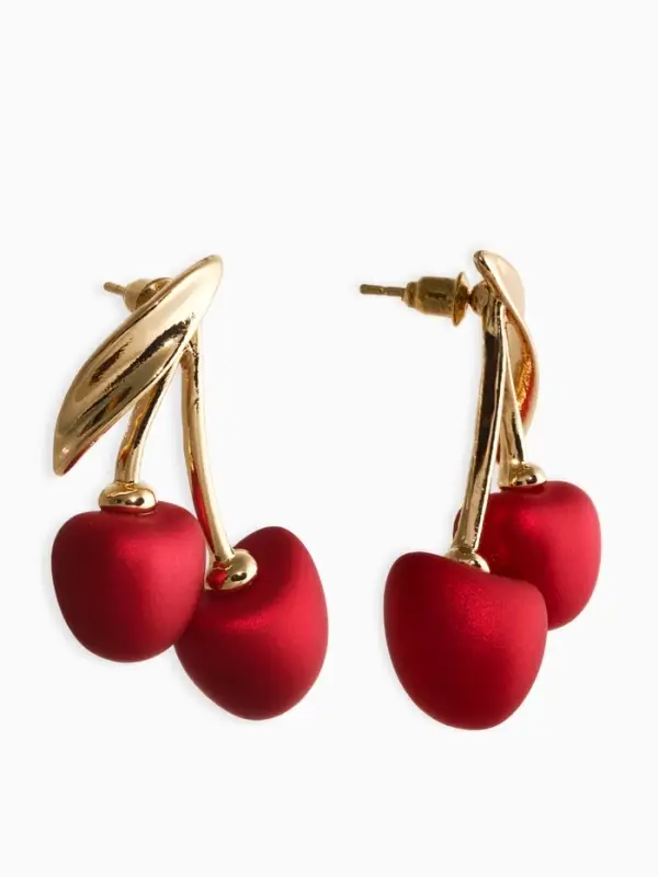 Серьги жемчуг Серьги жемчуг "Вишня", цвет красный в золоте