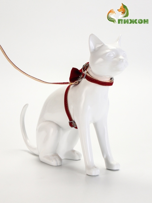 Комплект амуниции "Шахматный джентельмен", поводок 120 х 1 см, красный