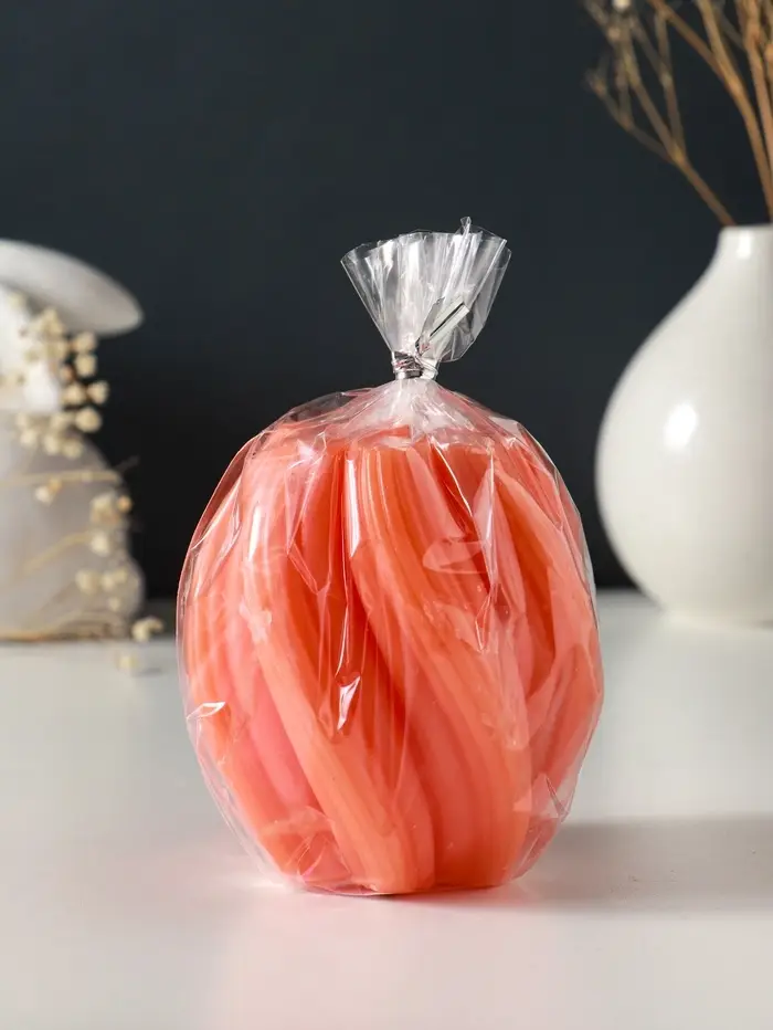 Свеча-цилиндр 9х8 см, 220 гр, с нарезкой, персик