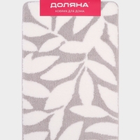 Коврик Доляна Leaves, 50×80 см, ворс 1.5 см, микрофибра, серый