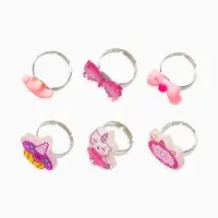 Кольца детские набор 6 шт. &laquo;Выбражулька&raquo; котик, единорог, форма МИКС, б-р, цвет фиолт-роз