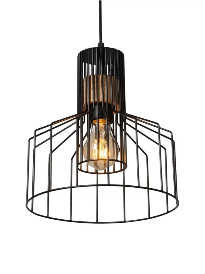 Светильник потолочный BayerLux &laquo;Крит&raquo;, 1&times;40 Вт, Е27, черный/коричневый, 24.5&times;24.5&times;32(132)см