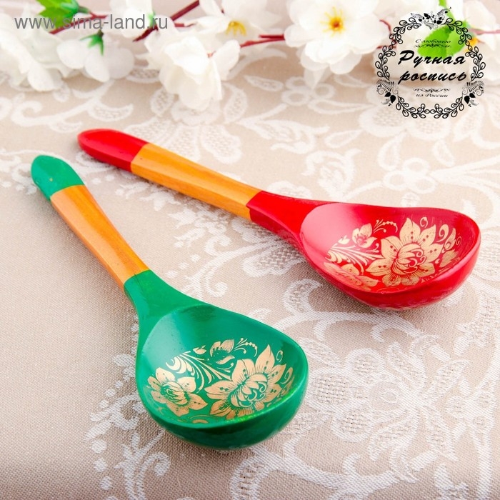 Ложка &laquo;Золотая кудрина&raquo;, салатная, 6&times;21 МИКС