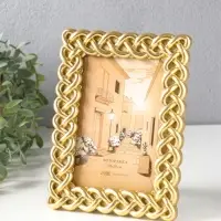 Фоторамка полистоун 10х15 см "Коса" золото 14,8х2х20 см