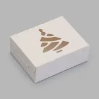 Коробка складная Елочка белая 10 х 8 х 3,5 см (фас 20шт)