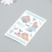 Переводные тату на тело цветные «Русалочка и дельфин», с блёстками, 7.5×12 см