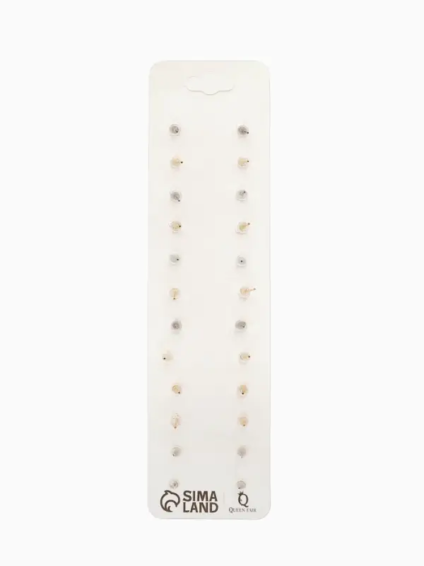 Серьги пусеты 12 пар One year, сердцем к сердцу, цветные в золоте