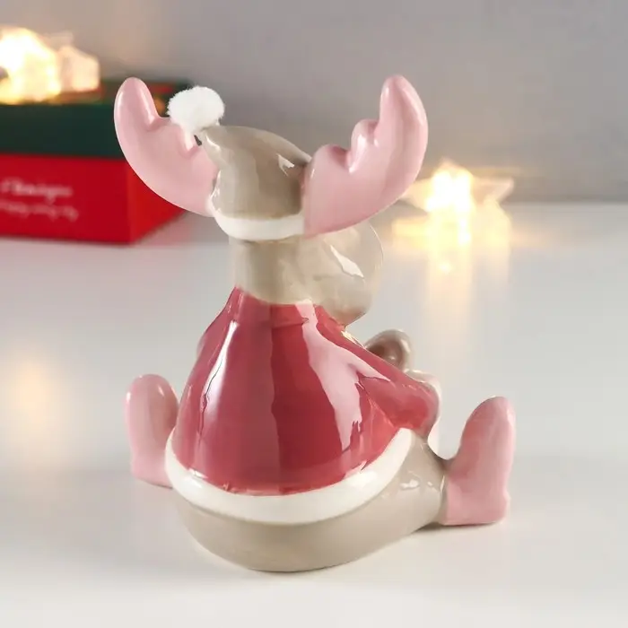 Сувенир керамика Сувенир керамика "Лосик в очках, с подарком" цветной 12,5х9,2х11 см