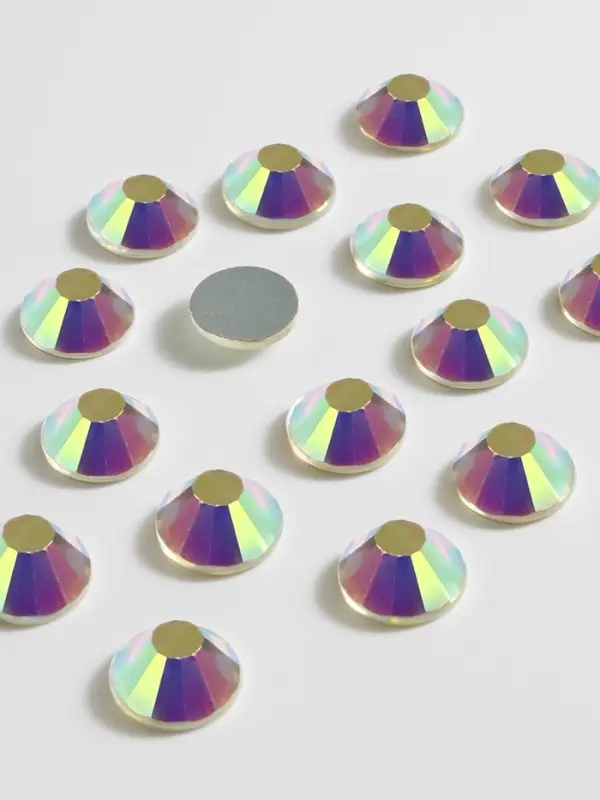 Стразы «Усечённый конус», с голографией, стеклянные, d=4.8 мм, 100 шт., цвет серебряный