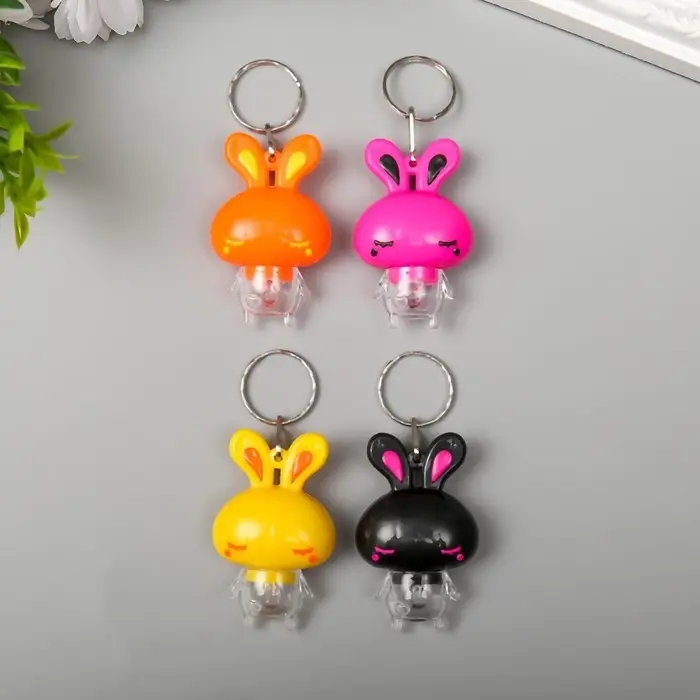 Фонарик свет на кольце Фонарик свет на кольце "Зайка" мигает МИКС 5,5х3,5х2 см