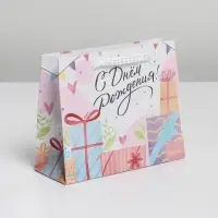 Пакет подарочный ламинированный, упаковка, Happy Birthday, S 15 х 12 х 5.5 см