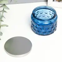 Банка для свечей стеклянная с крышкой «Соты» синяя 5×7×7 см, МИКС