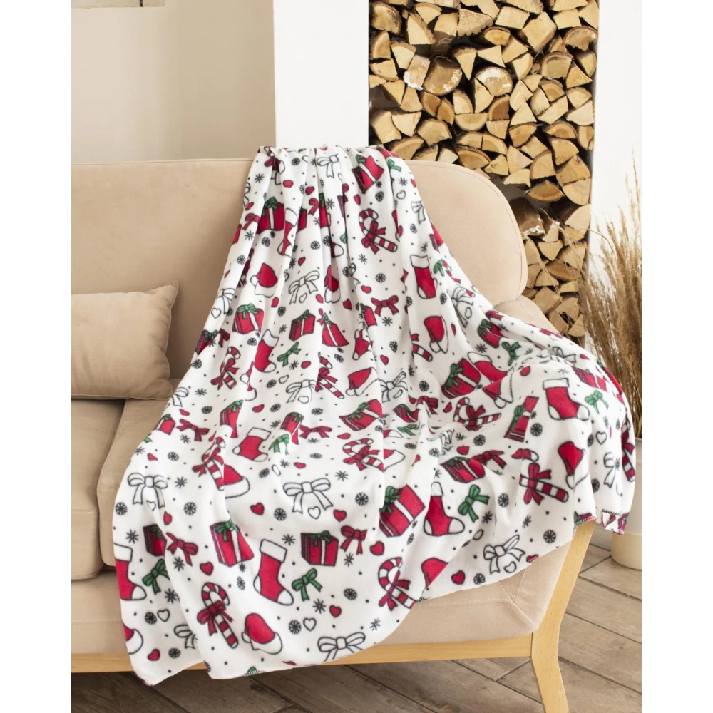 Плед флис Luscan, 130х170 см, 160 г/м2, подарки белый