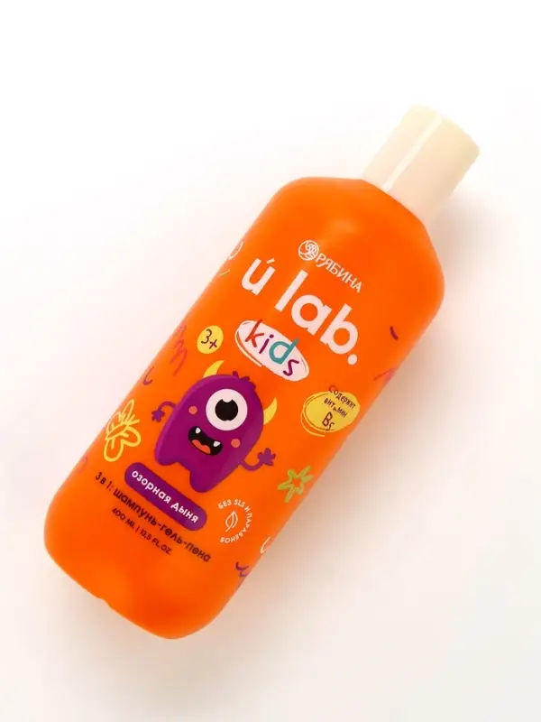 Детский шампунь-гель-пена 3в1 &laquo;Монстрики&raquo;, 400 мл, аромат озорная дыня, ULAB