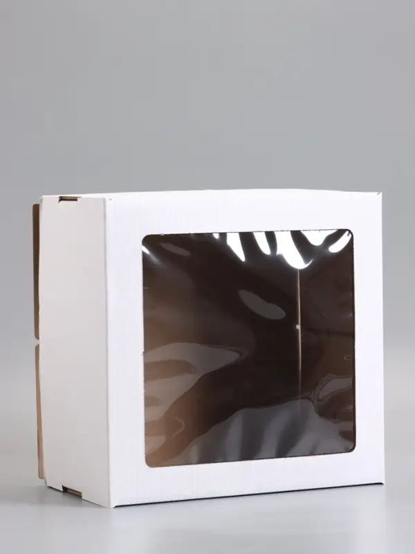 Коробка для торта, кондитерская, белая, с окном 30&times;30&times;19 см, Набор10 шт.