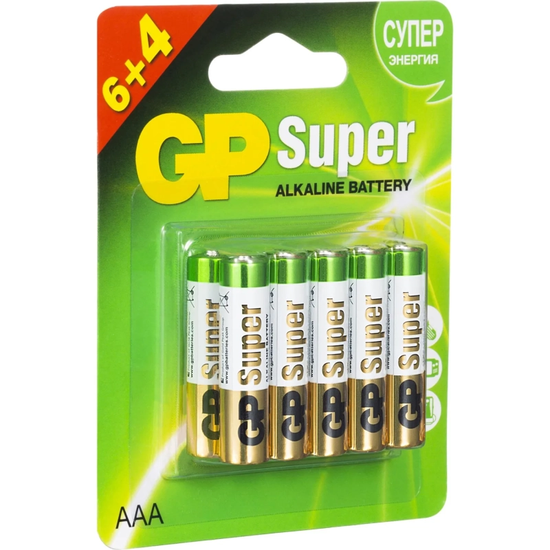 Батарейка GP Super AAA/LR03 24A6/4-2CR10/GP24AA216/4-2CRSBC10&nbsp;10шт/уп.(6+4)