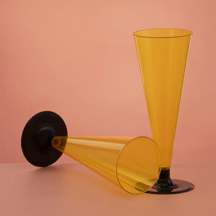 Фужер пластиковый одноразовый «Конус», 150-180 мл, жёлтый