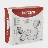 Кастрюля для запекания Paşabah&ccedil;e Borcam, 3 л, с крышкой, жаропрочное стекло, прозрачная