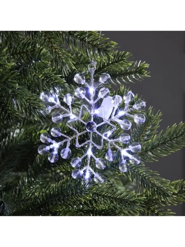 Подвеска световая &laquo;Снежинка&raquo;, 14&times;14&times;1 см, 10 LED, от батареек AG13&times;3, свечение белое