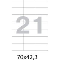 Этикетки самоклеящиеся  70х42.3 мм./21 шт. на лист. А4 (100л./уп)